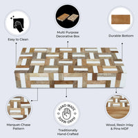 Wood & Resin Inlay Box Marquetry Decorative Keepsake 8 Sizes