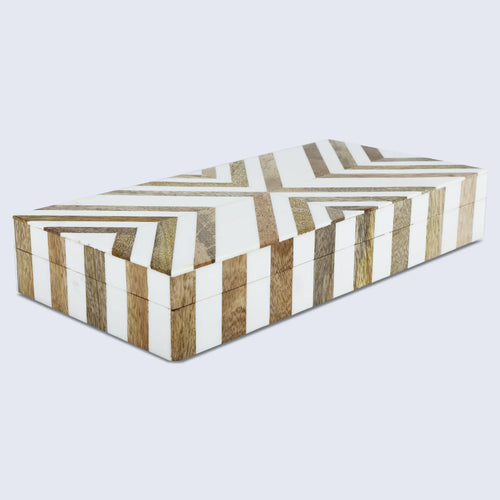 Marquet Chevron Resin & Wood Inlay Storage Box - 8 Sizes