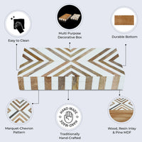 Marquet Chevron Resin & Wood Inlay Storage Box - 8 Sizes