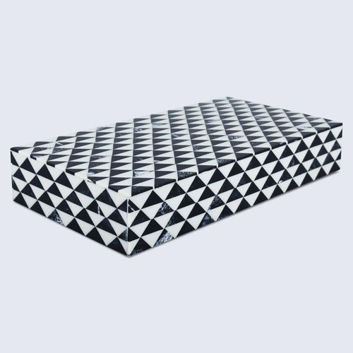 Marquet Prism Black White Resin Inlay Storage Box, 8 Sizes