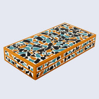 Mosaic gold pattern Resin Inlay decorative boxes in 7 Sizes