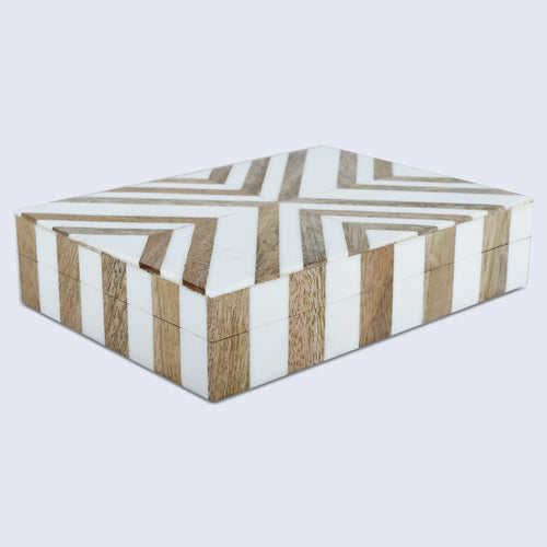 Marquet Chevron Resin & Wood Inlay Storage Box - 8 Sizes