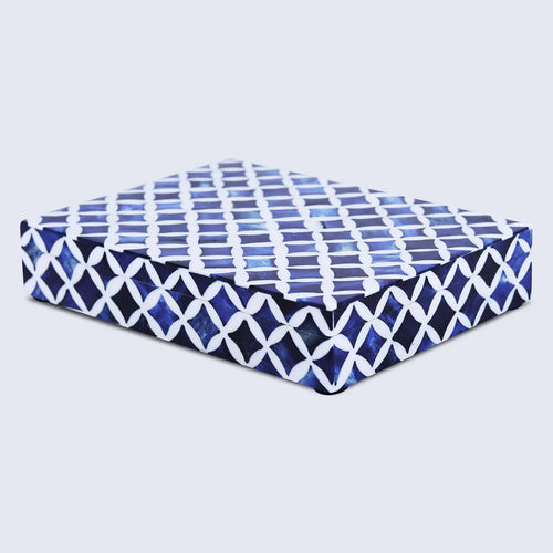 Decorative Storage Box Star Pattern Bone & Resin Inlay - Blue, 7 Sizes
