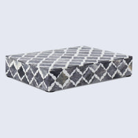 Moroccan Grey & White Resin & Bone Inlay Decorative Storage Box — (7 Sizes)