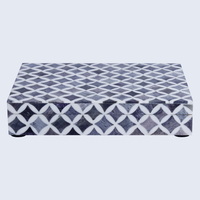 Decorative Storage Box Star Pattern  Bone & Resin Inlay - Grey, 7 Sizes