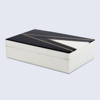 Kept Dapper Black White Resin Inlay & Brass  Storage Box, 7 Sizes