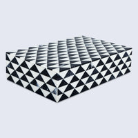 Marquet Prism Black White Resin Inlay Storage Box, 8 Sizes