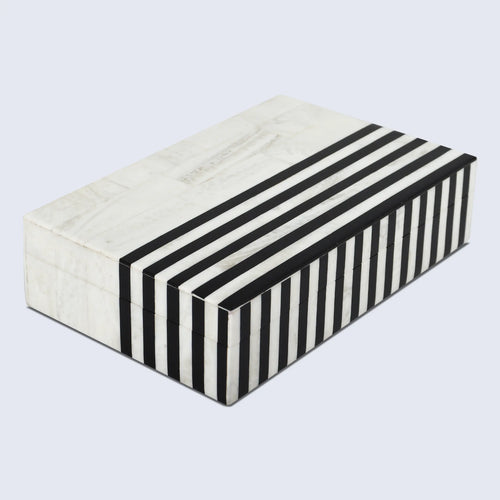 Black White Resin Inlay Decorative Storage Box – Mono Lead Collection (7 Sizes)