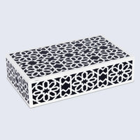 Decorative Storage Boxes Shiraz Pattern Resin Inlay, Black & White, 7 sizes