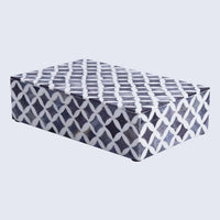 Decorative Storage Box Star Pattern  Bone & Resin Inlay - Grey, 7 Sizes