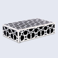 Decorative Storage Box Zellij Collection Resin Inlay, Black-White, 7 Sizes