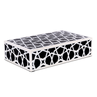 Decorative Storage Box Zellij Collection Resin Inlay, Black-White, 7 Sizes