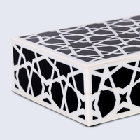 Decorative Storage Box Zellij Collection Resin Inlay, Black-White, 7 Sizes