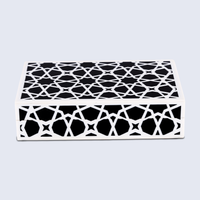 Decorative Storage Box Zellij Collection Resin Inlay, Black-White, 7 Sizes
