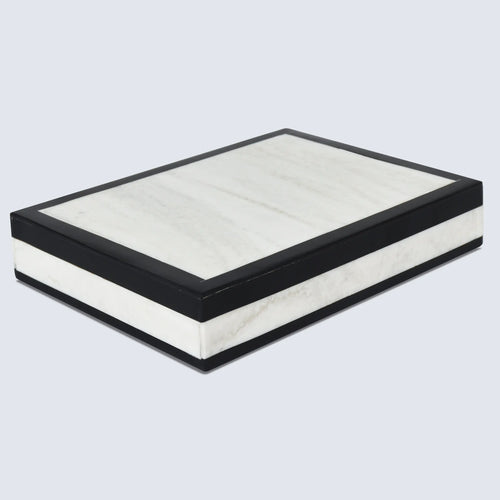 Black White Resin Inlay Decorative Storage Box – Mono Court Collection (7 Sizes)