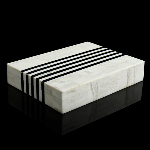 Black White Resin Inlay Decorative Storage Box – Mono Sprint Collection (7 Sizes)