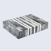 Decorative Storage Box Patisserie Cafe Bone & Resin Inlay, Grey - 7 Sizes