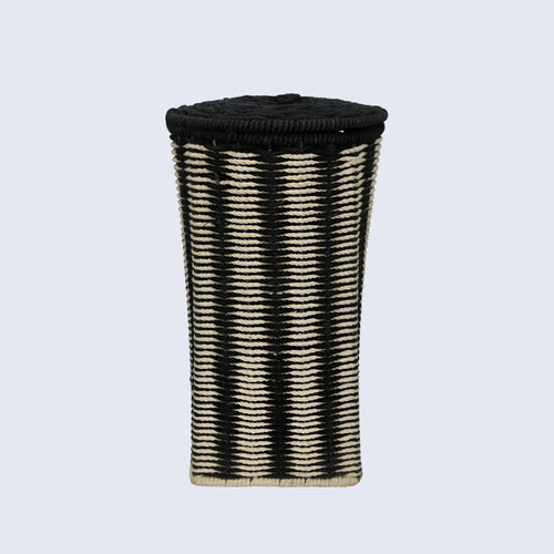 woven-beige-black-laundry-basket-with-handles-11x18