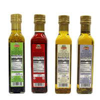Basso 1904 Infused Extra Virgin Olive Oil Gift Set – Garlic, Chili, Rosemary & Basil – 4 x 8.5 fl oz (250 ml)