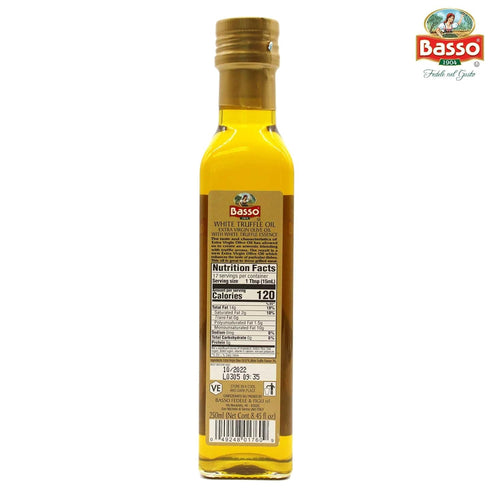 Basso 1904 White Truffle Infused Extra Virgin Olive Oil – Gourmet Finishing Oil – 250 ml (8.5 fl oz)
