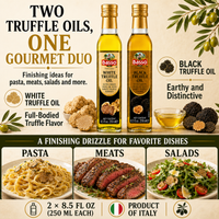 Basso 1904 Black & White Truffle Infused EVOO Duo – Gourmet Finishing Oils – 2 x 8.5 fl oz (250 ml)