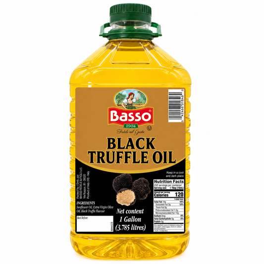 Basso 1904 Black Truffle Infused Extra Virgin Olive Oil – Foodservice Size – 1 Gallon (3.785 L)