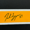Framed Autographed/Signed Patrice Bergeron 35x39 Boston Black Hockey Jersey JSA COA