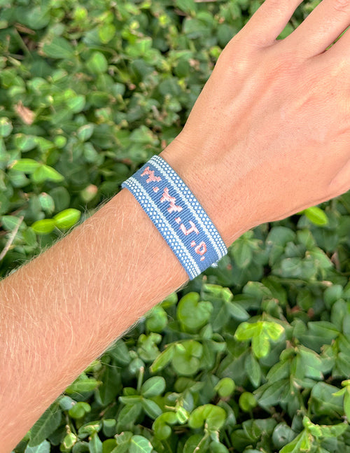 Blue WWJD Embroidered Bracelet
