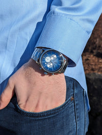 Blue Retro Chronograph The Beyond Boring Watch Company
