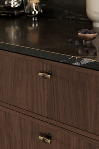 Brushed Bronze "Bond" T-Bar Dual Finish Knob and Pulls Euro • Knobs