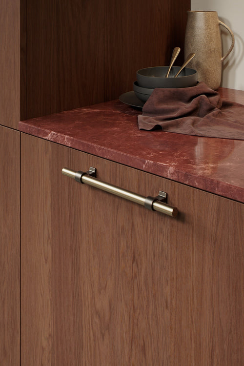 Brushed Bronze "Bond" T-Bar Dual Finish Knob and Pulls Euro • Knobs