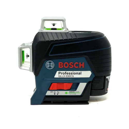 BOSCH GLL3-330CG-B 360-Degree Green Beam Three-Plane Line Laser Level with 2 Batteries