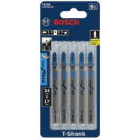 BOSCH T118A 5 pc. 3-5/8 In. 17-24 TPI Basic for Metal T-Shank Jig Saw Blades