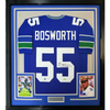 Framed Autographed/Signed Brian Bosworth 35x39 Seattle Blue Football Jersey JSA COA