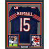 Framed Autographed/Signed Brandon Marshall 35x39 Chicago Blue Football Jersey Beckett BAS COA