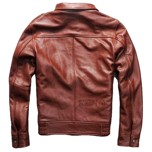 Bron Men’s G1 Cowhide Leather Jacket – Tan & Black Vintage Style