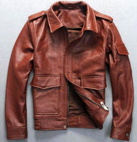 Bron Men’s G1 Cowhide Leather Jacket – Tan & Black Vintage Style