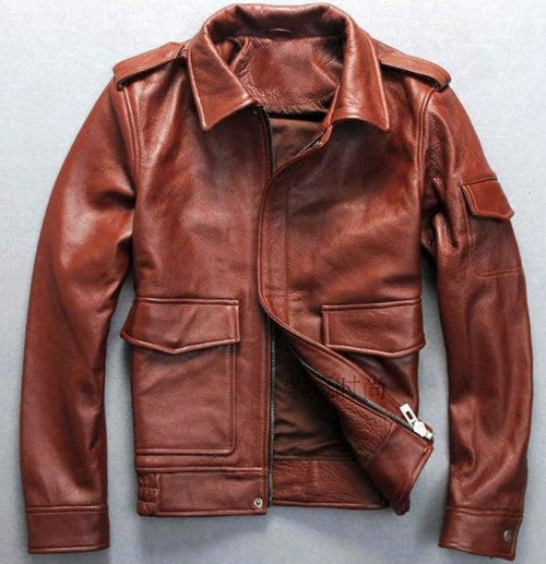 Bron Men’s G1 Cowhide Leather Jacket – Tan & Black Vintage Style