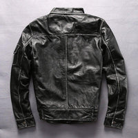 Bron Men’s G1 Cowhide Leather Jacket – Tan & Black Vintage Style