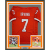Framed Autographed/Signed Bucky Irving 35x39 Tampa Bay Orange Creamsicle Retro Throwback Football Jersey Beckett BAS COA