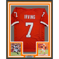 Framed Autographed/Signed Bucky Irving 35x39 Tampa Bay Orange Creamsicle Retro Throwback Football Jersey Beckett BAS COA