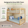 Solid Wood Twin Over Twin Bunk Bed For Kids