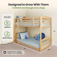 Solid Wood Twin Over Twin Bunk Bed For Kids
