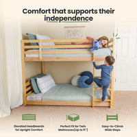 Solid Wood Twin Over Twin Bunk Bed For Kids