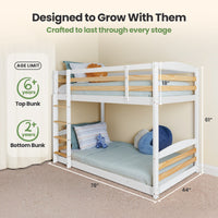 Solid Wood Twin Over Twin Bunk Bed For Kids