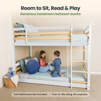 Solid Wood Twin Over Twin Bunk Bed For Kids