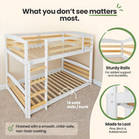 Solid Wood Twin Over Twin Bunk Bed For Kids