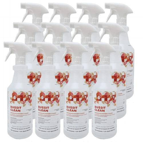 Bussit Clean Food Surface Sanitizer & Cleaner,  Spray & Wipe, Quart