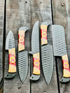 Stainless Steel Knife Set 13" – Forged Blades with Olivewood & Epoxy Handles + Leather Sheath