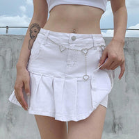 High-Waisted Pleated Jean Skirt for Country Girls and Bartenders